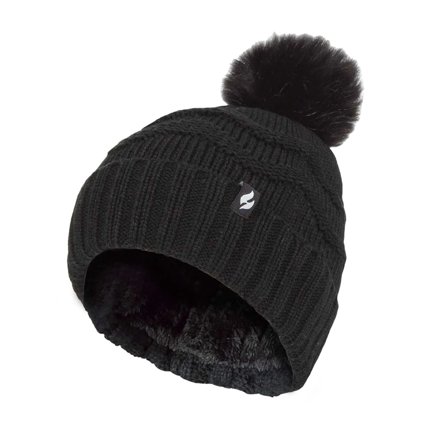 Ladies Winter Zigzag Patterned Fur Cuff Bobble Thermal Hat 1 Ladies Winter Zigzag Patterned Fur Cuff Bobble Thermal Hat
