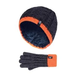 Boys Kids Cable Knit Warm Fleece Lined Thermal Winter Hat And Gloves Set -Hiking Shop k0aa23dd02d16b719f8784bd955ec6fef