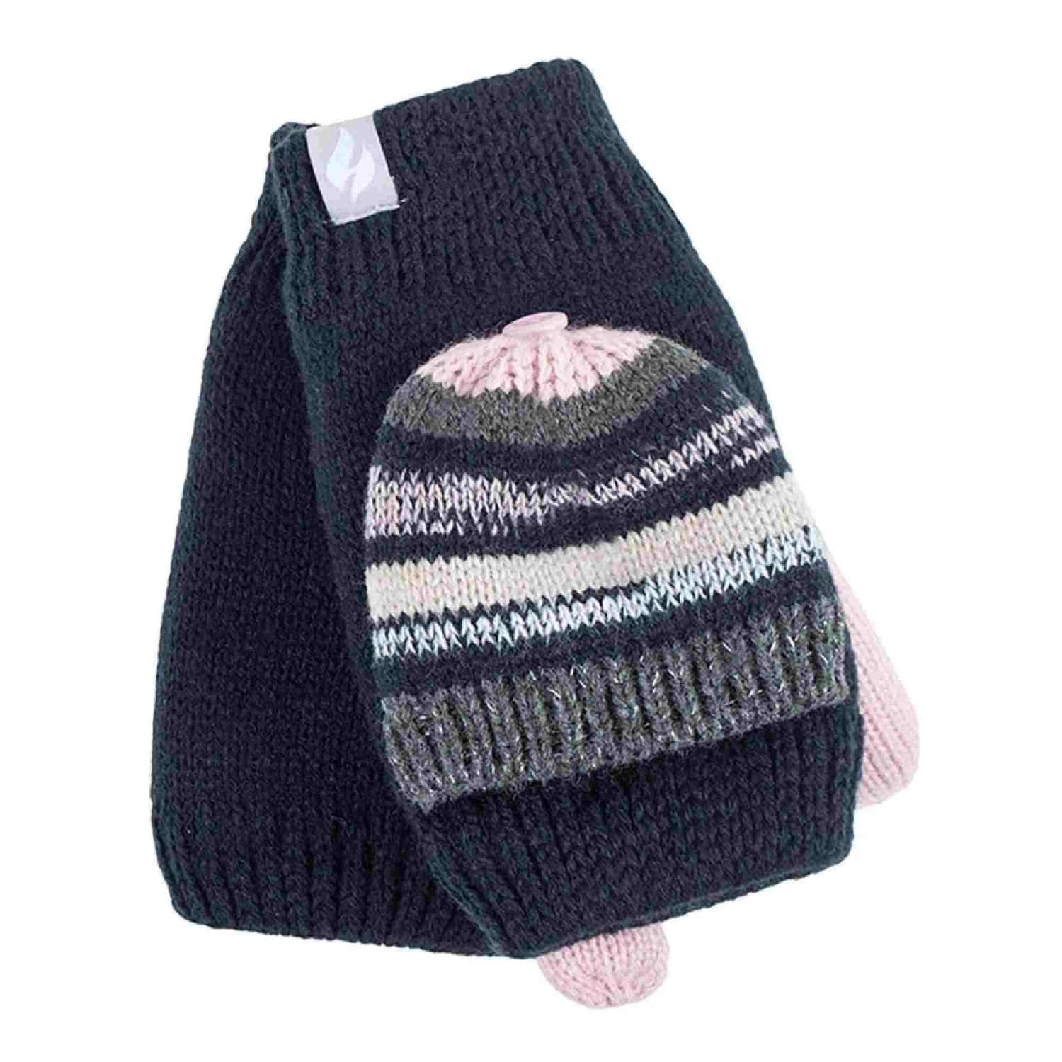 Ladies Striped Thermal Knitted Converter Mitten Gloves 5 Ladies Striped Thermal Knitted Converter Mitten Gloves - Image 5