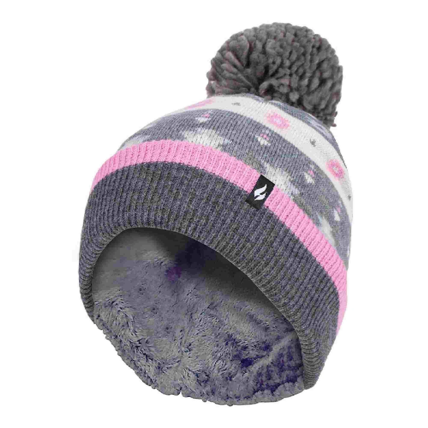 Ladies Warm Knit Fleece Lined Winter Warm Hat With Pom Pom 5 Ladies Warm Knit Fleece Lined Winter Warm Hat With Pom Pom - Image 5