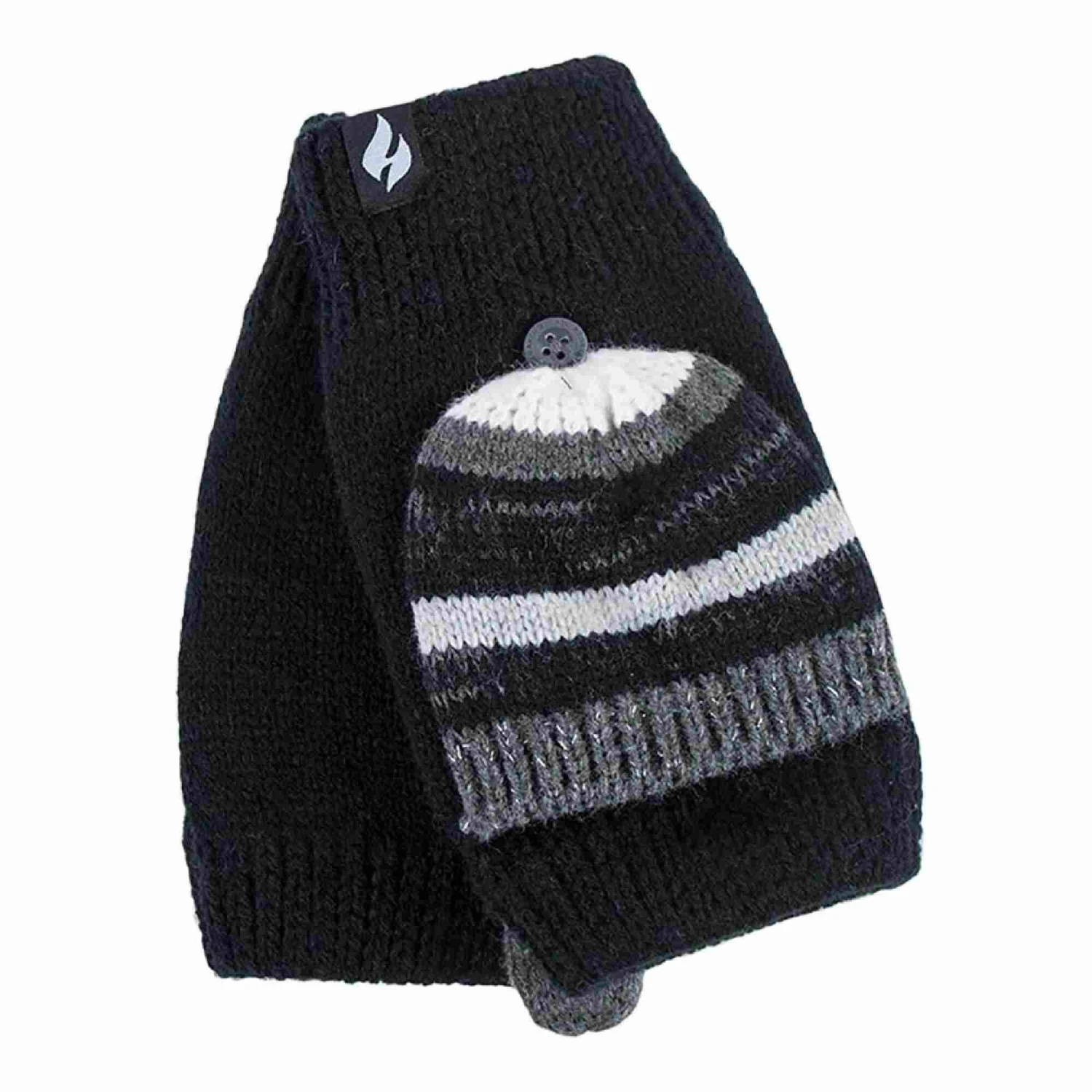 Ladies Striped Thermal Knitted Converter Mitten Gloves 1 Ladies Striped Thermal Knitted Converter Mitten Gloves