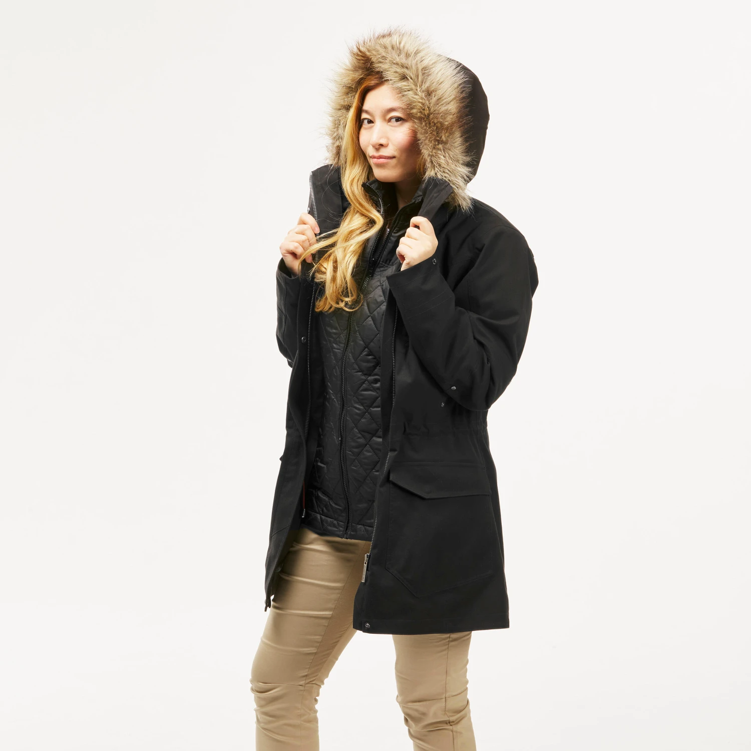 Women's Waterproof 3in1 Travel Trekking Jacket - Travel 700 -10° 5 Women's Waterproof 3in1 Travel Trekking Jacket - Travel 700 -10° - Image 5