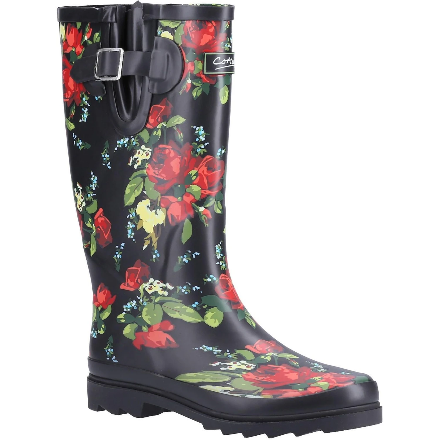 Cotswold Womens/Ladies Blossom Wellington Boots (Black/Red) 1 Cotswold Womens/Ladies Blossom Wellington Boots (Black/Red)