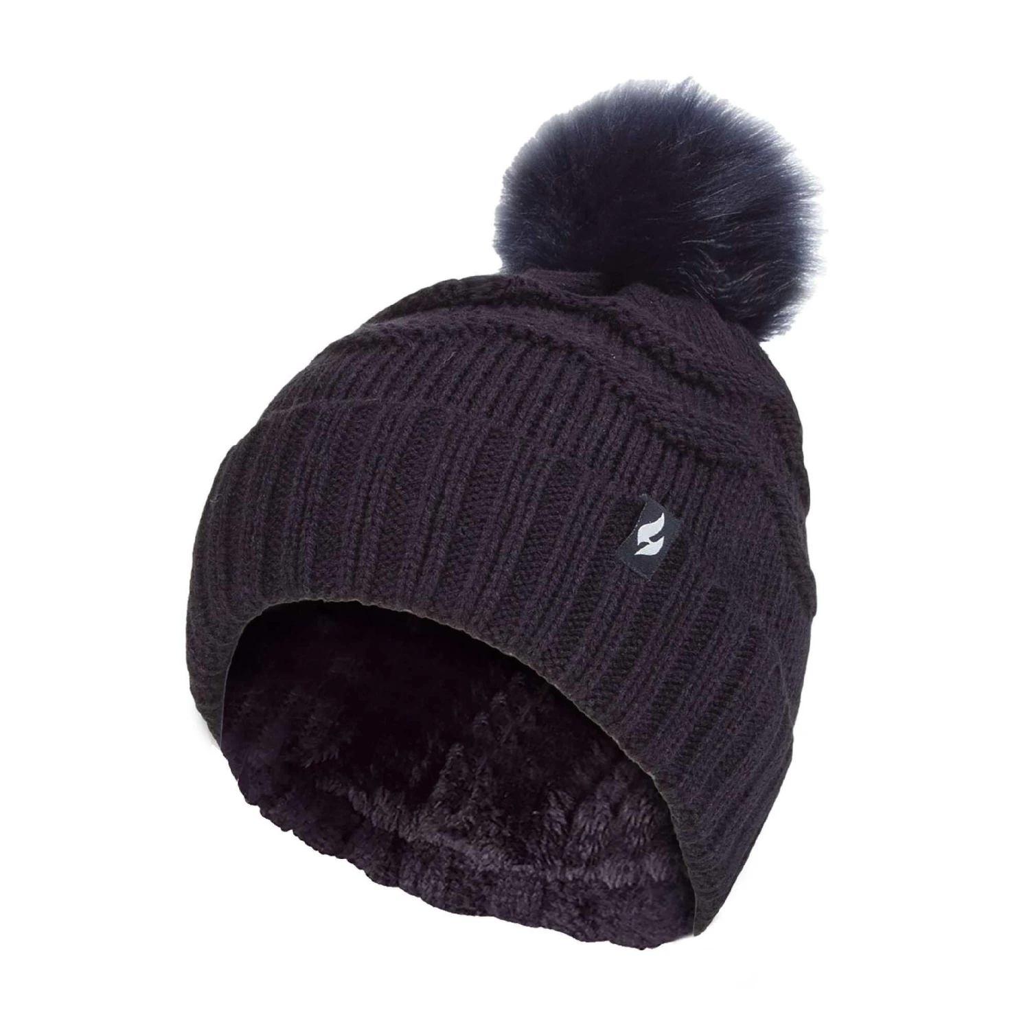 Ladies Winter Zigzag Patterned Fur Cuff Bobble Thermal Hat 5 Ladies Winter Zigzag Patterned Fur Cuff Bobble Thermal Hat - Image 5