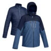 Men's 3-in-1 Waterproof Travel Trekking Jacket Travel 500 -10°C