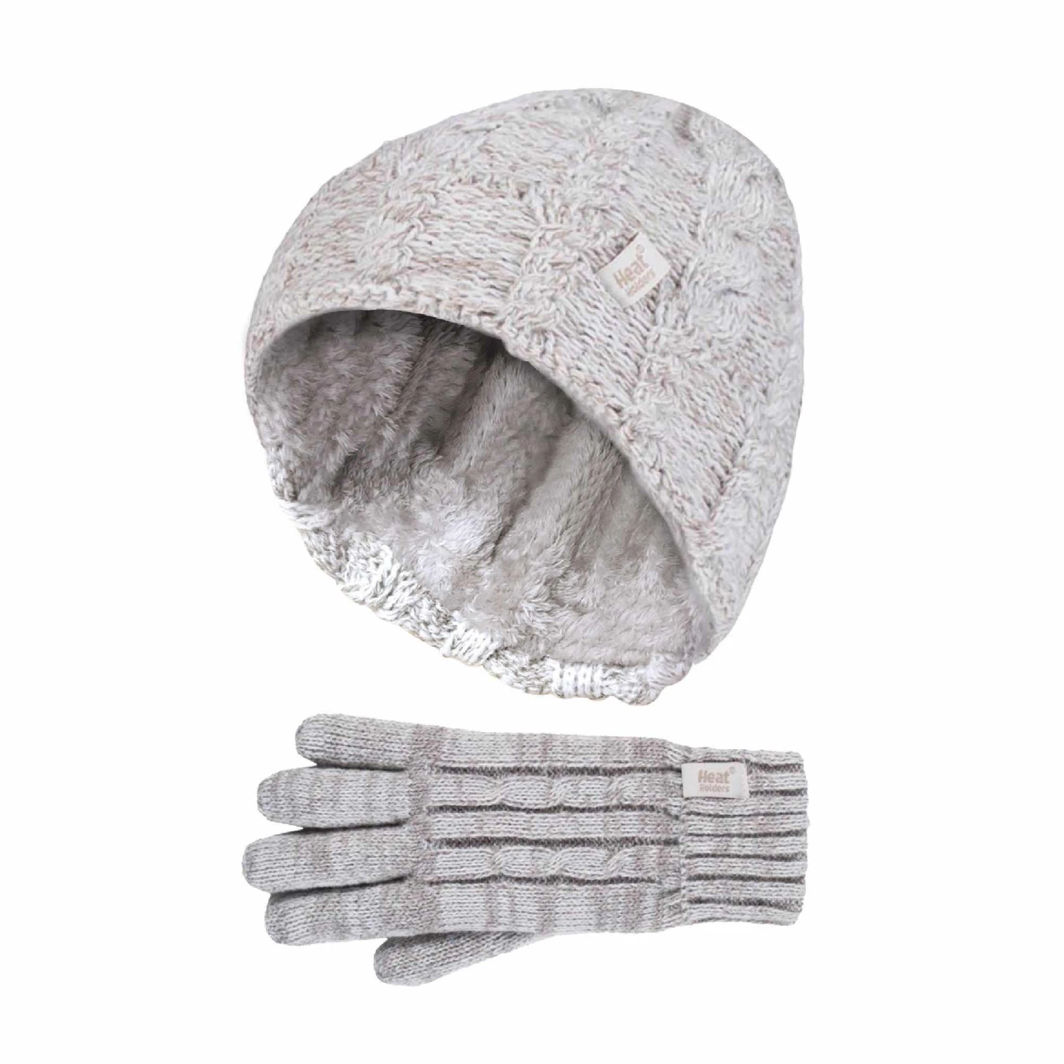 Kids Girls Cable Knitted Warm Fleece Lined Winter Hat And Gloves Set With Bobble 7 Kids Girls Cable Knitted Warm Fleece Lined Winter Hat And Gloves Set With Bobble - Image 7