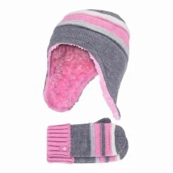 Girls Winter Warm Pom Pom Bobble Beanie Hat And Mittens Set -Hiking Shop k5612413daf59c2c684e4945597754b7e