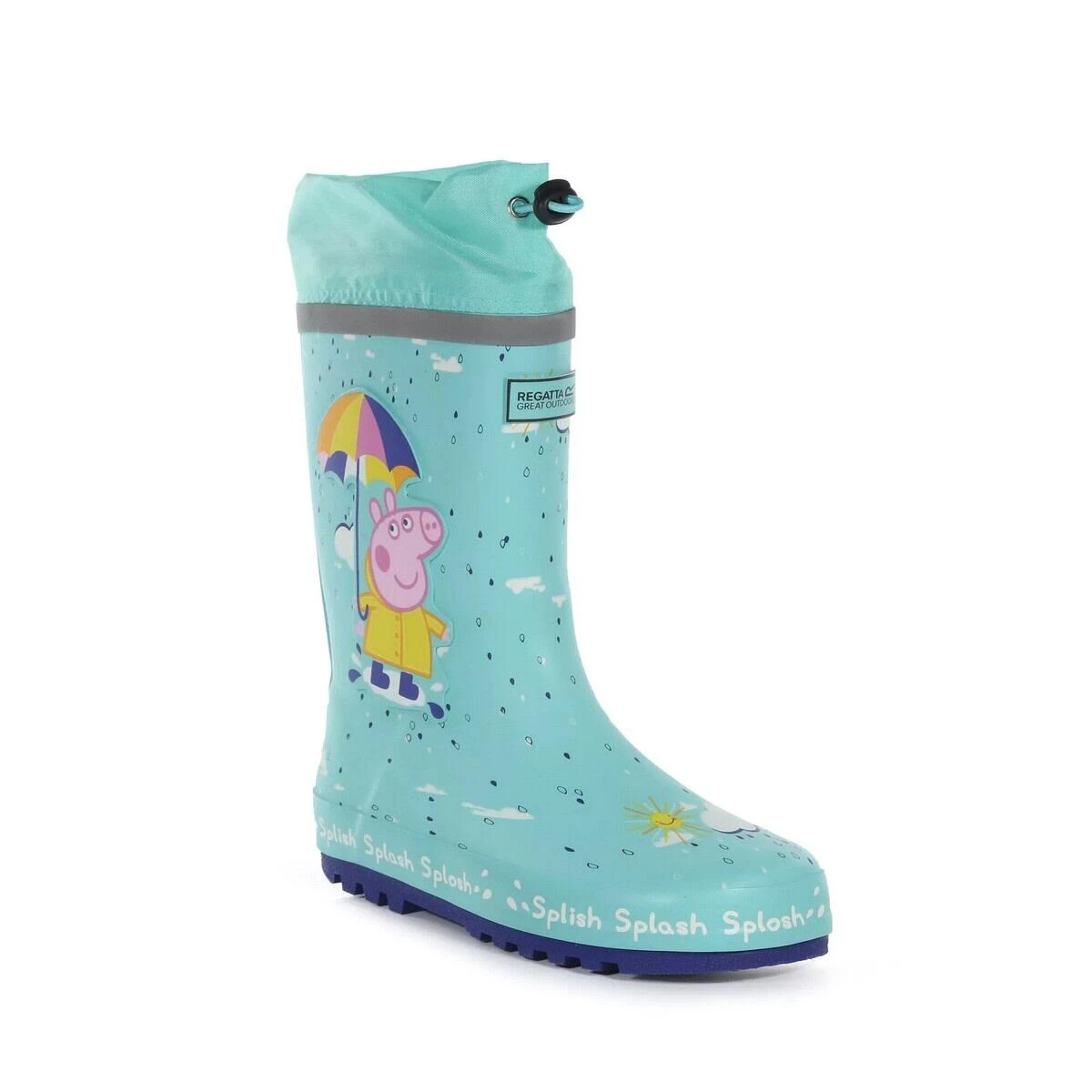 Regatta Childrens/Kids Peppa Pig Splash Square Wellington Boots (Aruba Blue) 1 Regatta Childrens/Kids Peppa Pig Splash Square Wellington Boots (Aruba Blue)