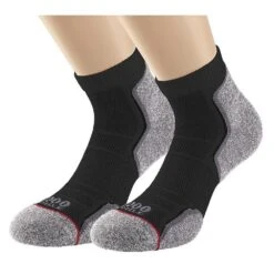 Womens/Ladies Recycled Ankle Socks (Pack Of 2) (Black/Grey)