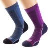 Womens/Ladies Trek Socks (Pack Of 2) (Navy/Purple/Black)