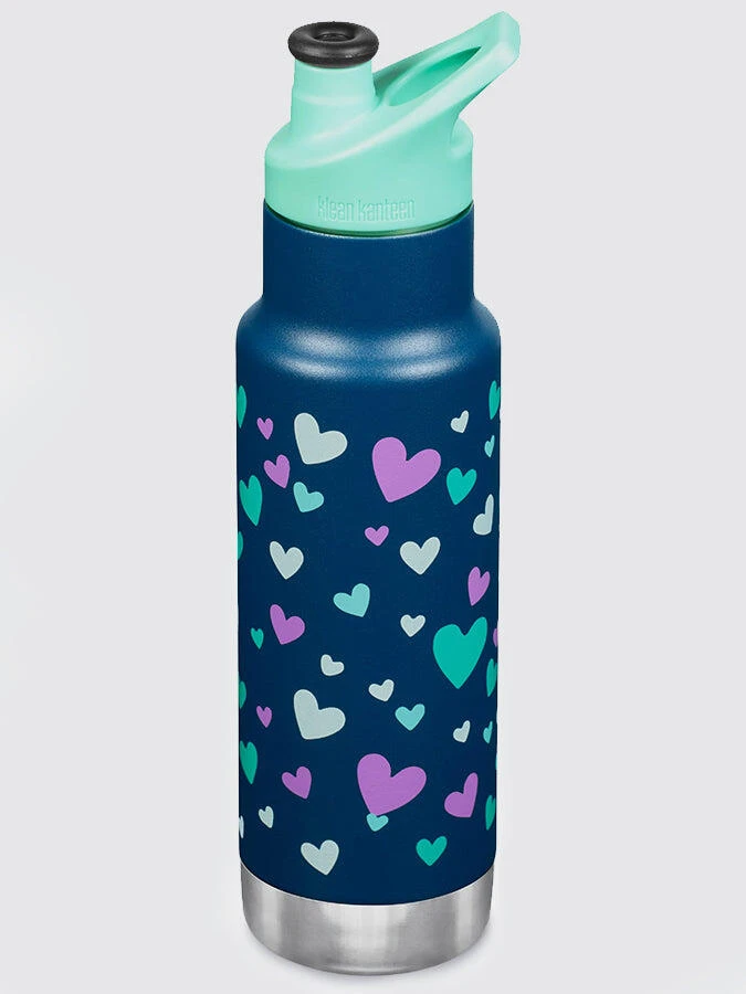 Klean Kanteen Kid Insulated Classic Narrow Sport Cap 12oz (355ml) - Navy Hearts 2 Klean Kanteen Kid Insulated Classic Narrow Sport Cap 12oz (355ml) - Navy Hearts - Image 2