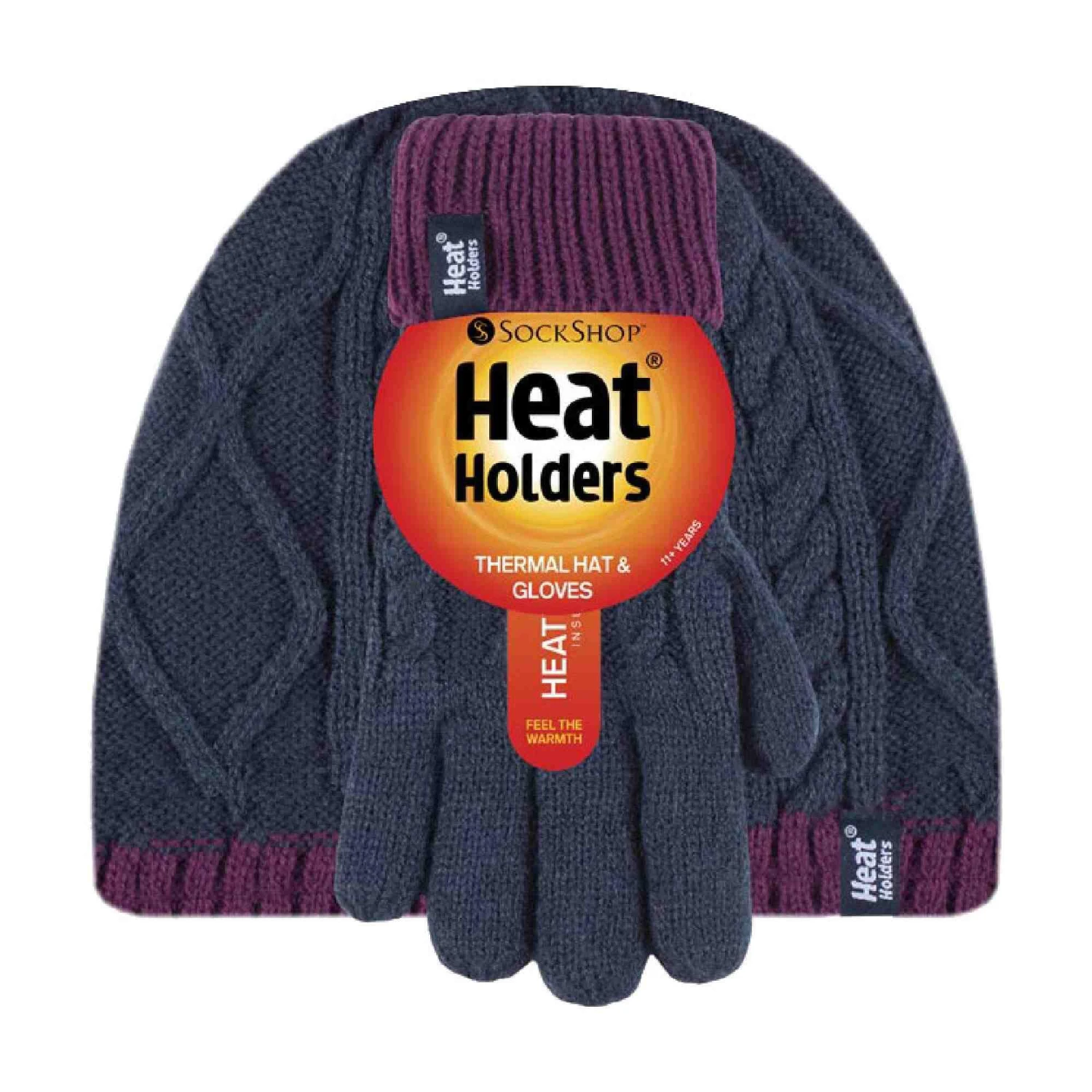 Kids Girls Cable Knitted Warm Fleece Lined Winter Hat And Gloves Set With Bobble 4 Kids Girls Cable Knitted Warm Fleece Lined Winter Hat And Gloves Set With Bobble - Image 4