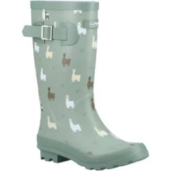 Cotswold Childrens/Kids Farmyard Alpaca Wellington Boots (Green)
