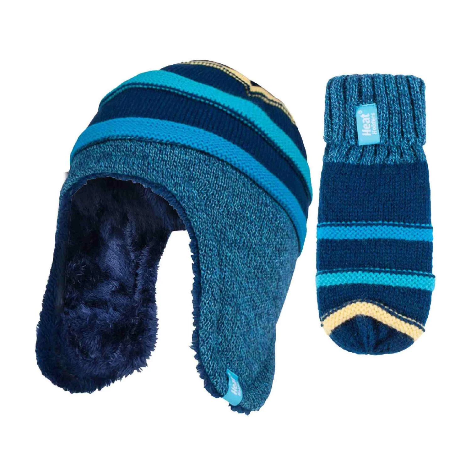 Childrens Winter Warm Fleece Lined Thermal Hat And Mittens Set With Ear Flaps 3 Childrens Winter Warm Fleece Lined Thermal Hat And Mittens Set With Ear Flaps - Image 3