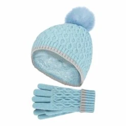 Girls Thermal Insulated Pom Pom Bobble Beanie Hat And Gloves -Hiking Shop k93cb7657c761ce551abf22f7e9a82c93