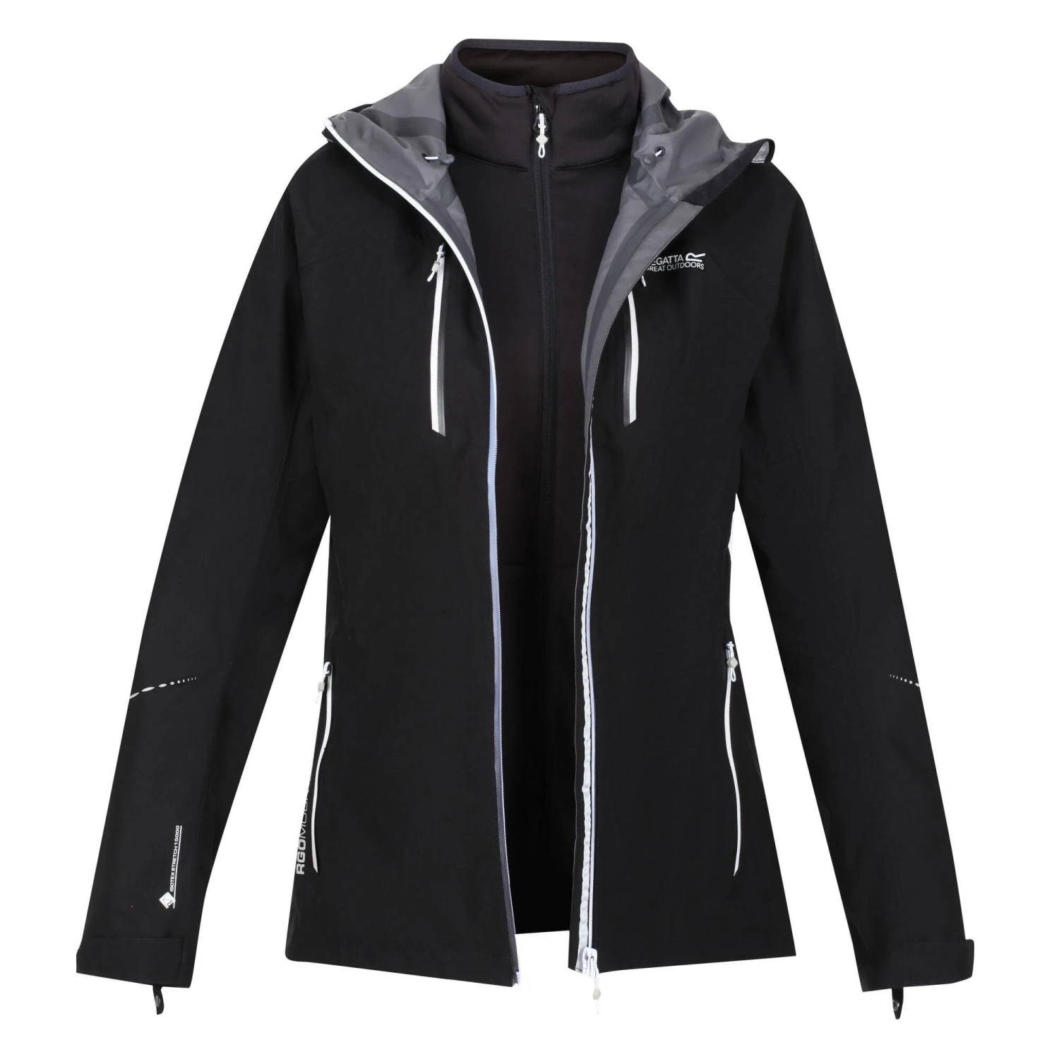Regatta Womens/Ladies Carletta VI 3 In 1 Waterproof Jacket (Black) 1 Regatta Womens/Ladies Carletta VI 3 In 1 Waterproof Jacket (Black)