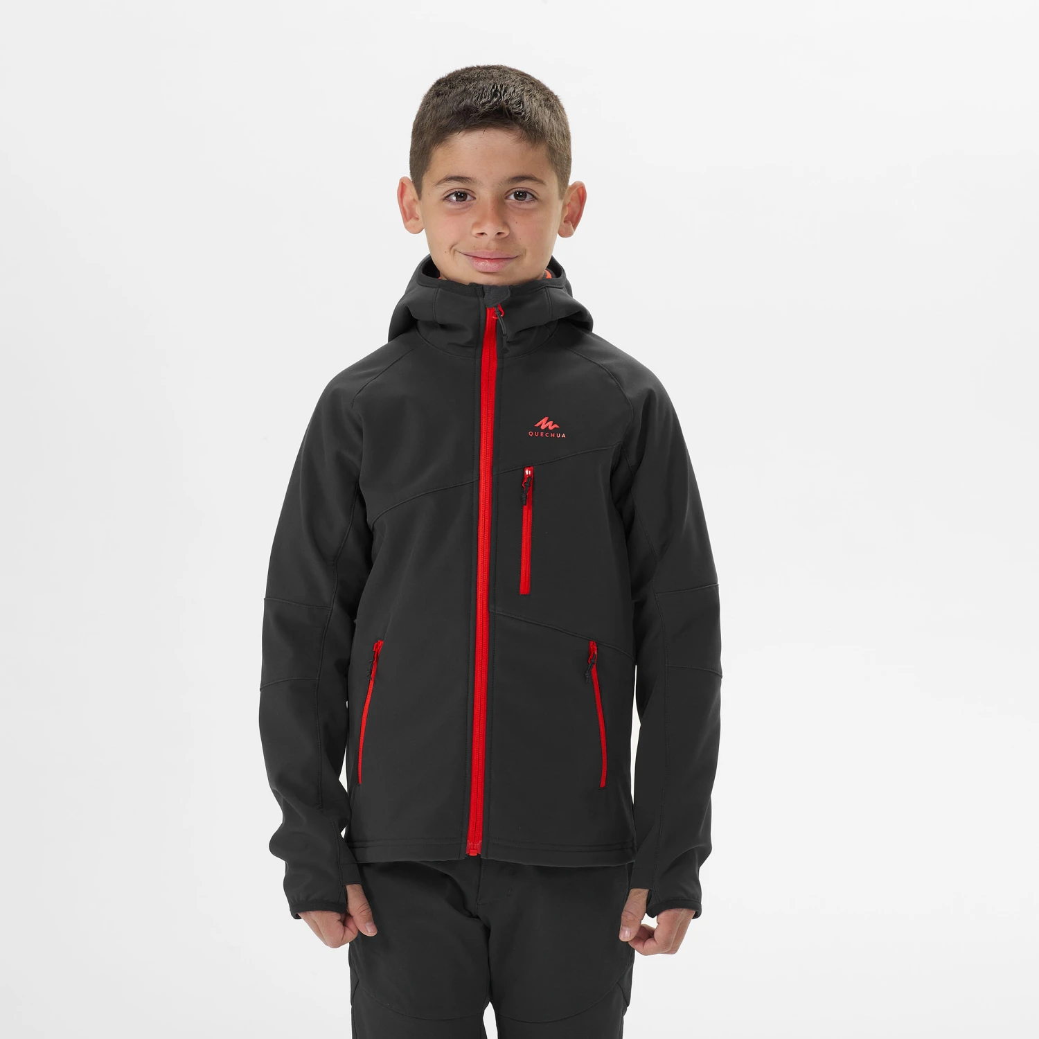 Quechua Kids’ Softshell Hiking Jacket - MH550 Black 4 Quechua Kids’ Softshell Hiking Jacket - MH550 Black - Image 4