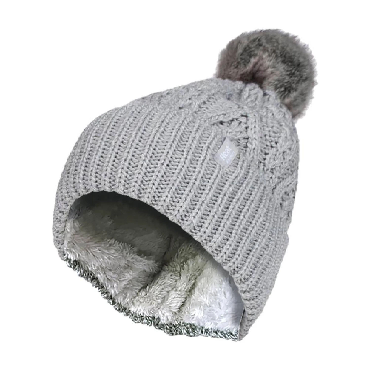 Ladies Ribbed Cuffed Pom Pom Bobble Beanie Hat With Fleece Lining 5 Ladies Ribbed Cuffed Pom Pom Bobble Beanie Hat With Fleece Lining - Image 5