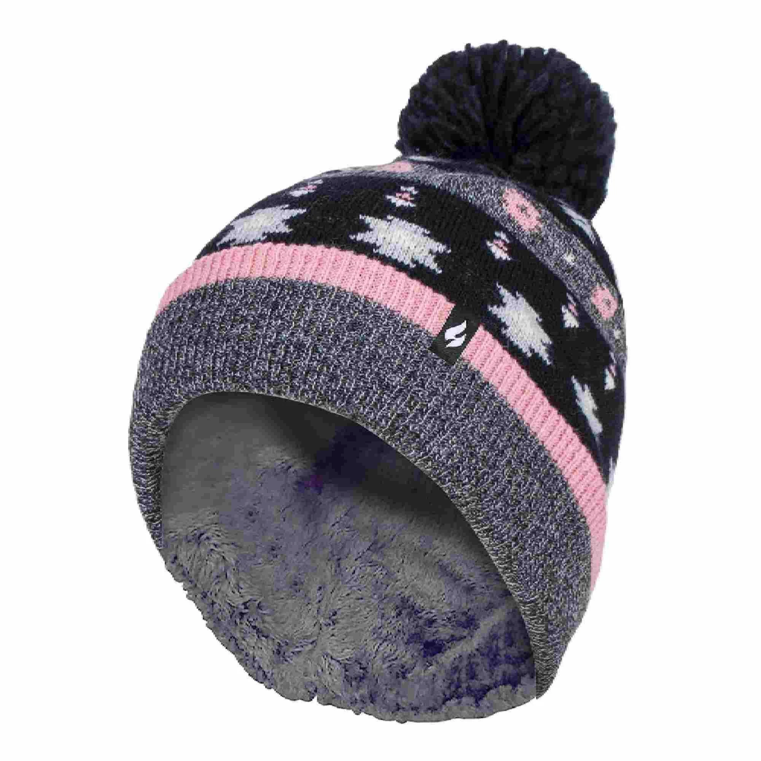 Ladies Warm Knit Fleece Lined Winter Warm Hat With Pom Pom 3 Ladies Warm Knit Fleece Lined Winter Warm Hat With Pom Pom - Image 3