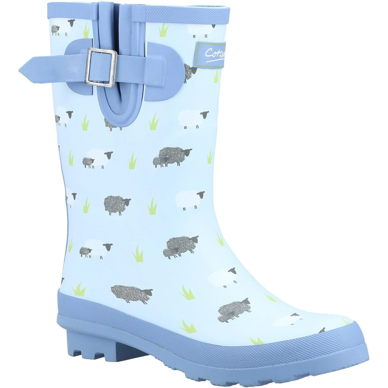 Cotswold Womens/Ladies Farmyard Sheep Mid Calf Wellington Boots (Blue) 1 Cotswold Womens/Ladies Farmyard Sheep Mid Calf Wellington Boots (Blue)