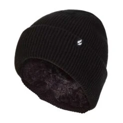 Ladies Fleece Lined Ribbed Thermal Turnover Hat For Winter