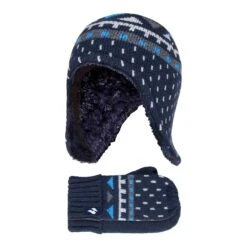 Boys Outdoor Faux Fur Pom Pom Hat With Ear Flaps & Mittens Gloves -Hiking Shop kd5ec7138b8935a4ef6eb926fd382eb80