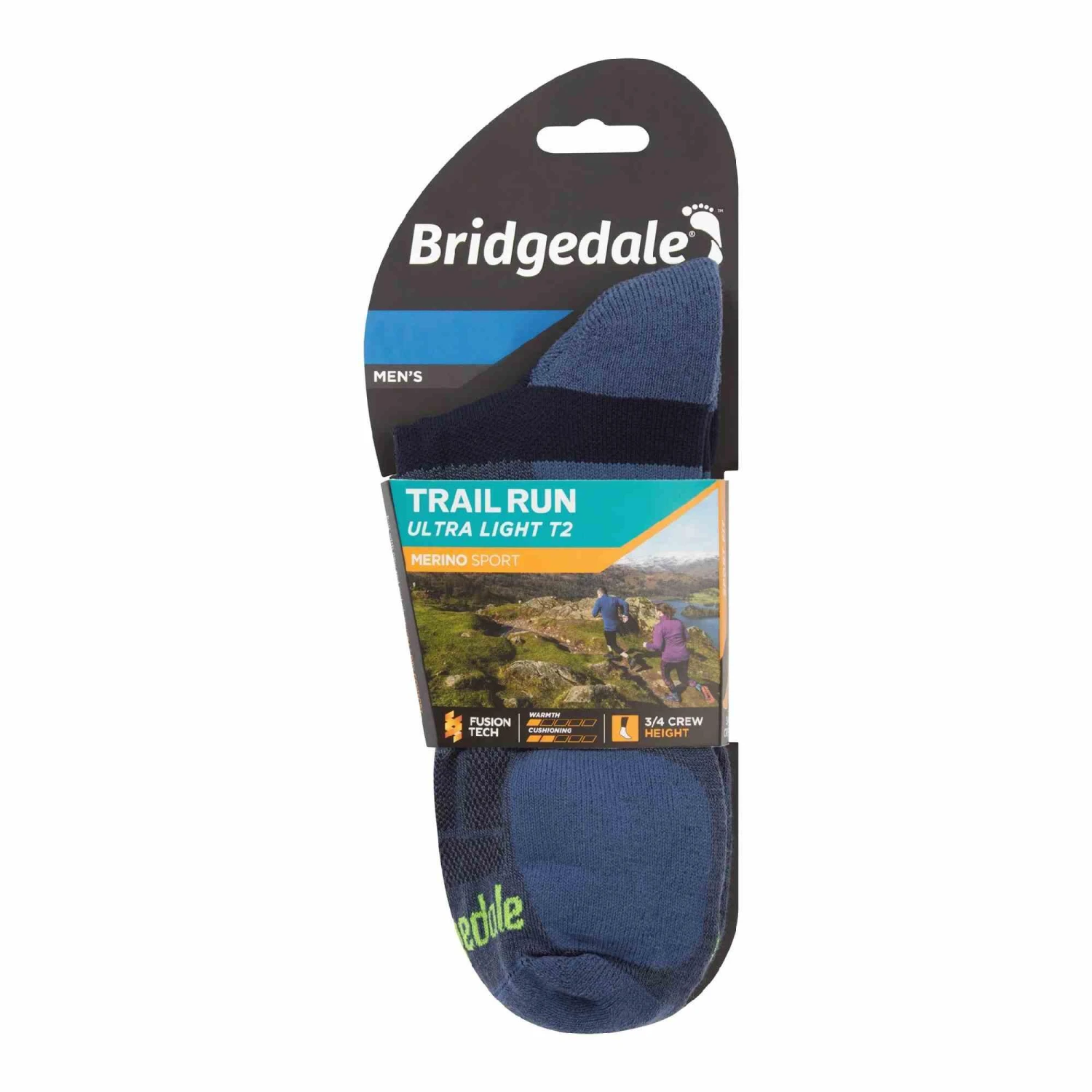 Bridgedale TRAIL RUN Ultralight T2 Merino Sport 3/4 Crew Men's 2 Bridgedale TRAIL RUN Ultralight T2 Merino Sport 3/4 Crew Men's - Image 2
