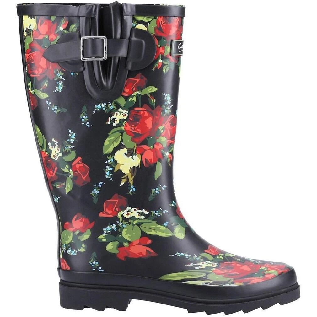 Cotswold Womens/Ladies Blossom Wellington Boots (Black/Red) 2 Cotswold Womens/Ladies Blossom Wellington Boots (Black/Red) - Image 2