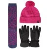 Regatta Childrens/Kids Leopard Print Ski Gloves Set (Raspberry Rose)