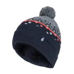 Mens Thin Knit Fleece Lined Pom Pom Hat | Patterned | For Winter -Hiking Shop kdf6d223085eeea0a7bf3f204ec986198