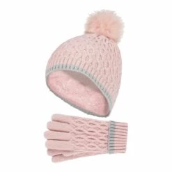 Girls Thermal Insulated Pom Pom Bobble Beanie Hat And Gloves -Hiking Shop kf3c502a665e3771d58c6b7b2ad1d08ce