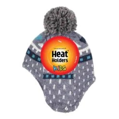 Boys Outdoor Faux Fur Pom Pom Hat With Ear Flaps & Mittens Gloves -Hiking Shop kf4e0977471f8ac08d4bb65e3997407be